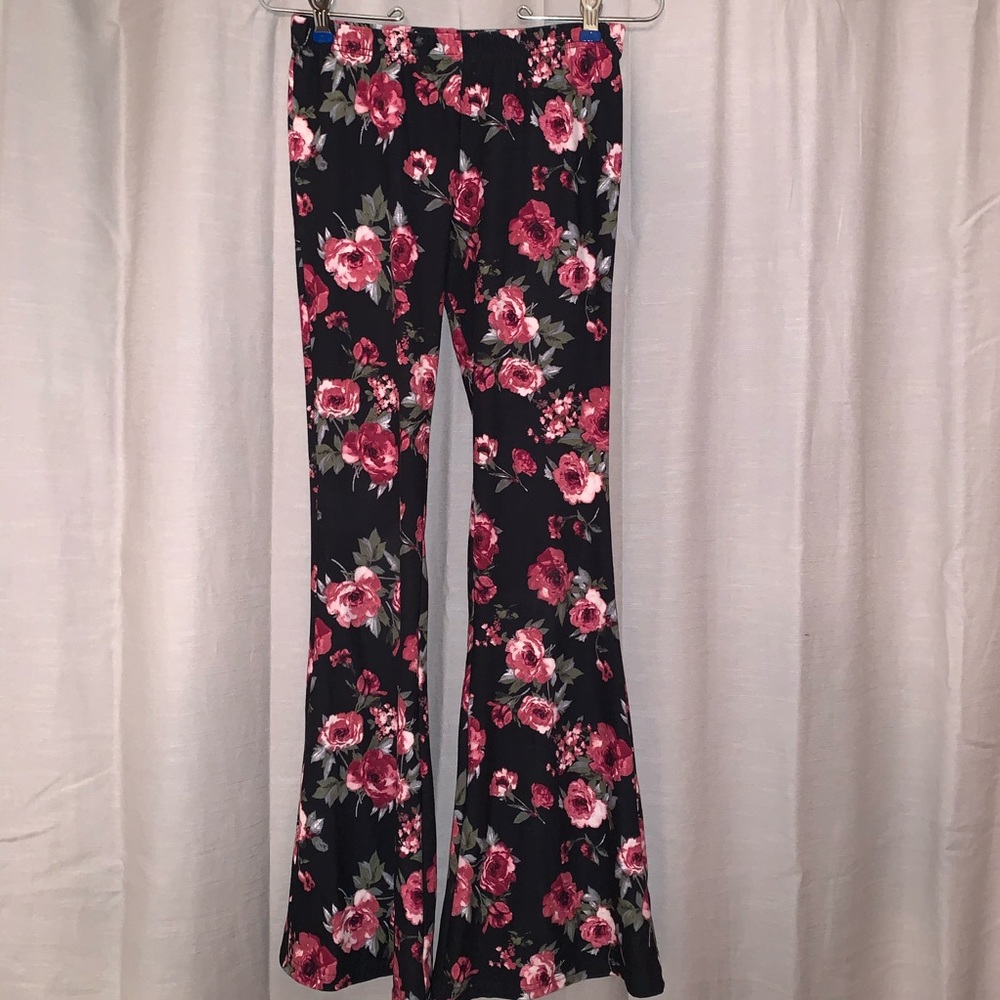 Floral Stretch Flare Pants